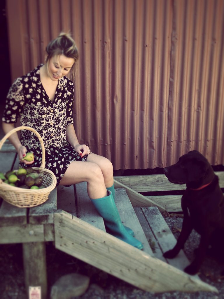Emily Hope fig farm with her dog