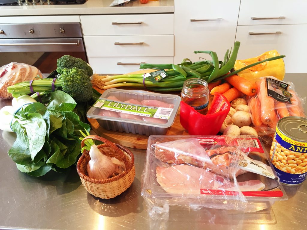 fridge contents - vegetables and meat