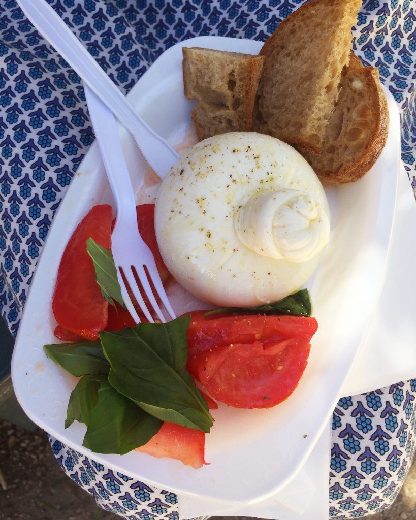 Burrata  with bread and tomatoes