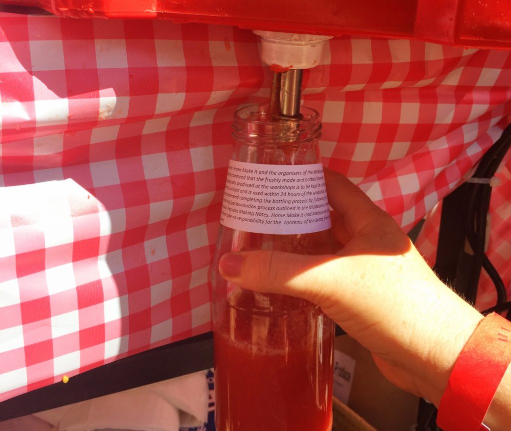 tomato juice in the bottle